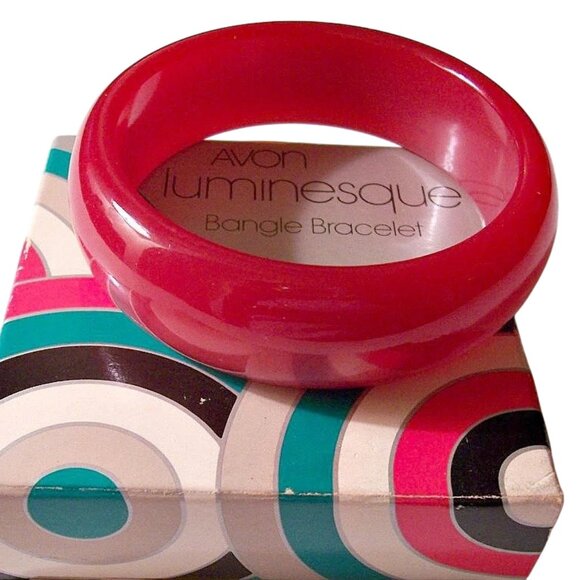 Avon Red Moonglow Bracelet Bangle Vintage 1977 Luminesque - Picture 2 of 4